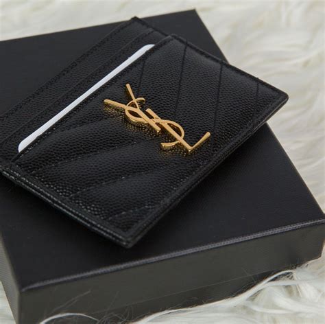 ysl card holder gold|YSL monogram card holder.